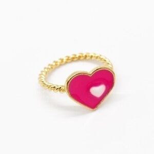 Size 8 Gold/Pink Valentines Heart Ring